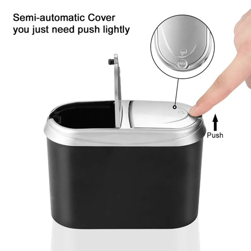 Car Trash Can 0.8l Mini Auto Car Vehicle Garbage Rubbish Bin Dust