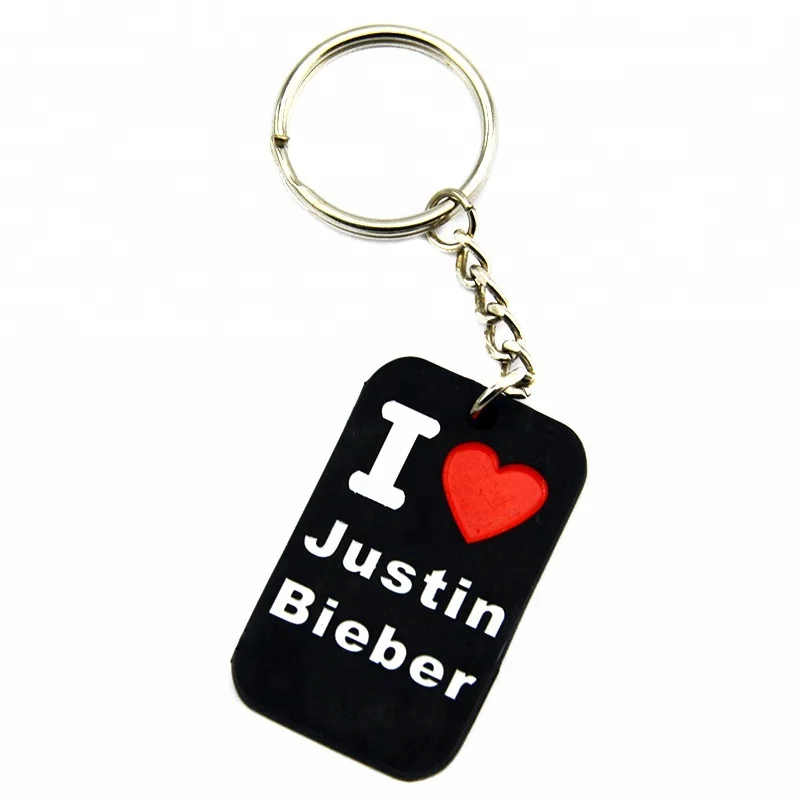 

Wholesale 25PCS/Lot I Love Justin Bieber Silicone Keychain Promotion Gift, Black;red;white