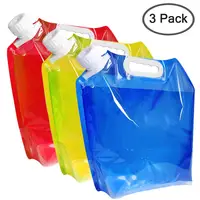 

2019 foldable 5 litres Collapsible Water Container BPA Free Plastic Water Carrier Folding Water Bag Set of 3 for Outdoor Camping