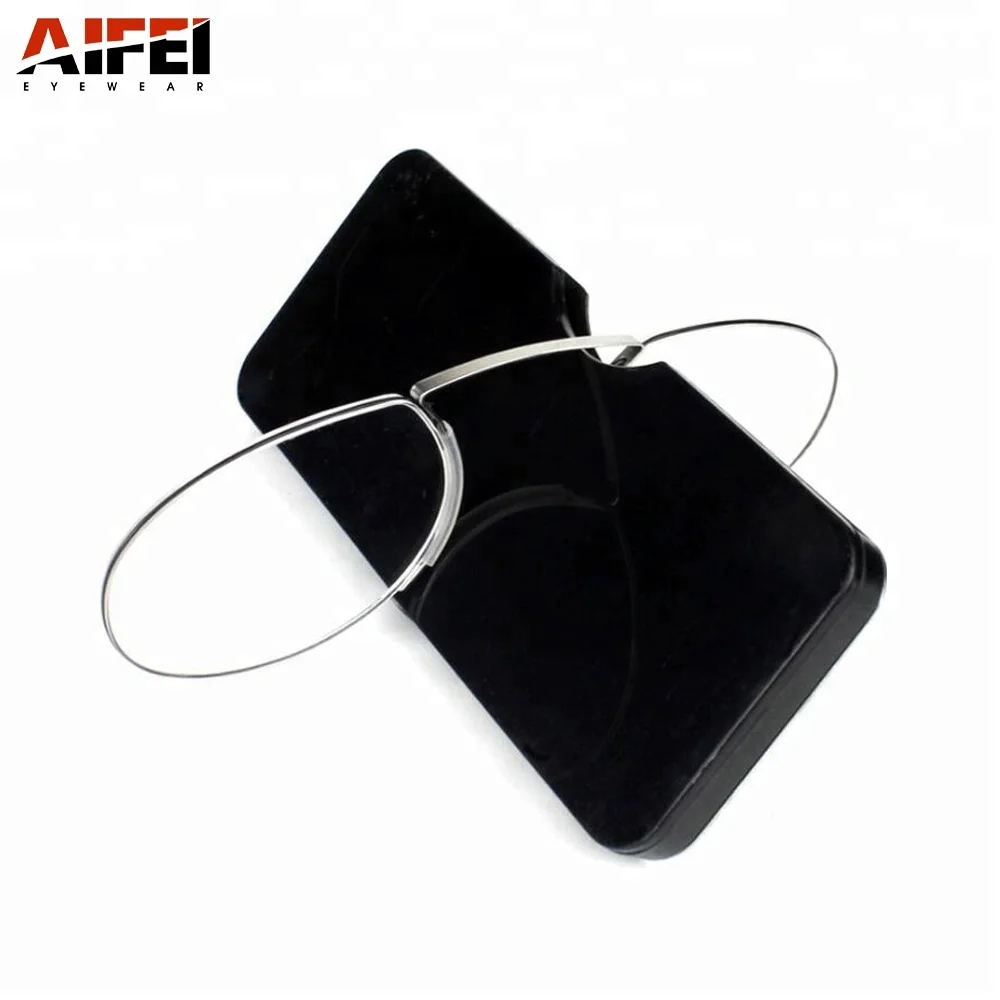 

Men women wholesale mini pocket phone case rimless reading glasses without arms, Blue,red,purple,black,sky blue