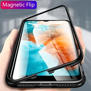 Magnetic Adsorption Metal Case For Huawei P30 Pro mate x Luxury Tempered Glass Cover For huawei P30 lite P20 Case