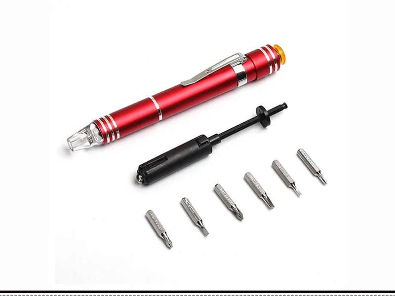 6 IN 1 Pen-shaped Pocket LED Screwdriver