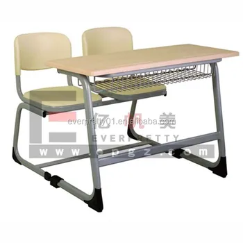 Modern And Antique High School Wooden Double Chair And Desk For
