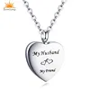 Wholesale 316L Stainless steel silver husband friend heart cremation urns necklace pendant jewelry for men ashes keepsake