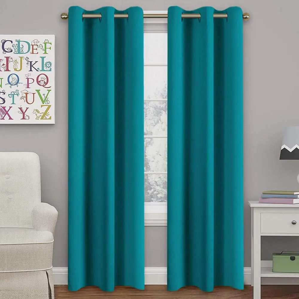 Wholesale Fashion Decorative Washable Home Hotel Blackout Window Curtain Turquoise Curtain