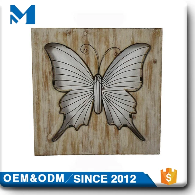 Room Wooden Iron Butterfly Metal Star Vintage Wall Decoration