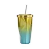 Custom Double Wall Vacuum Coffee Mug Gradient Stainless Steel Straw Tumbler