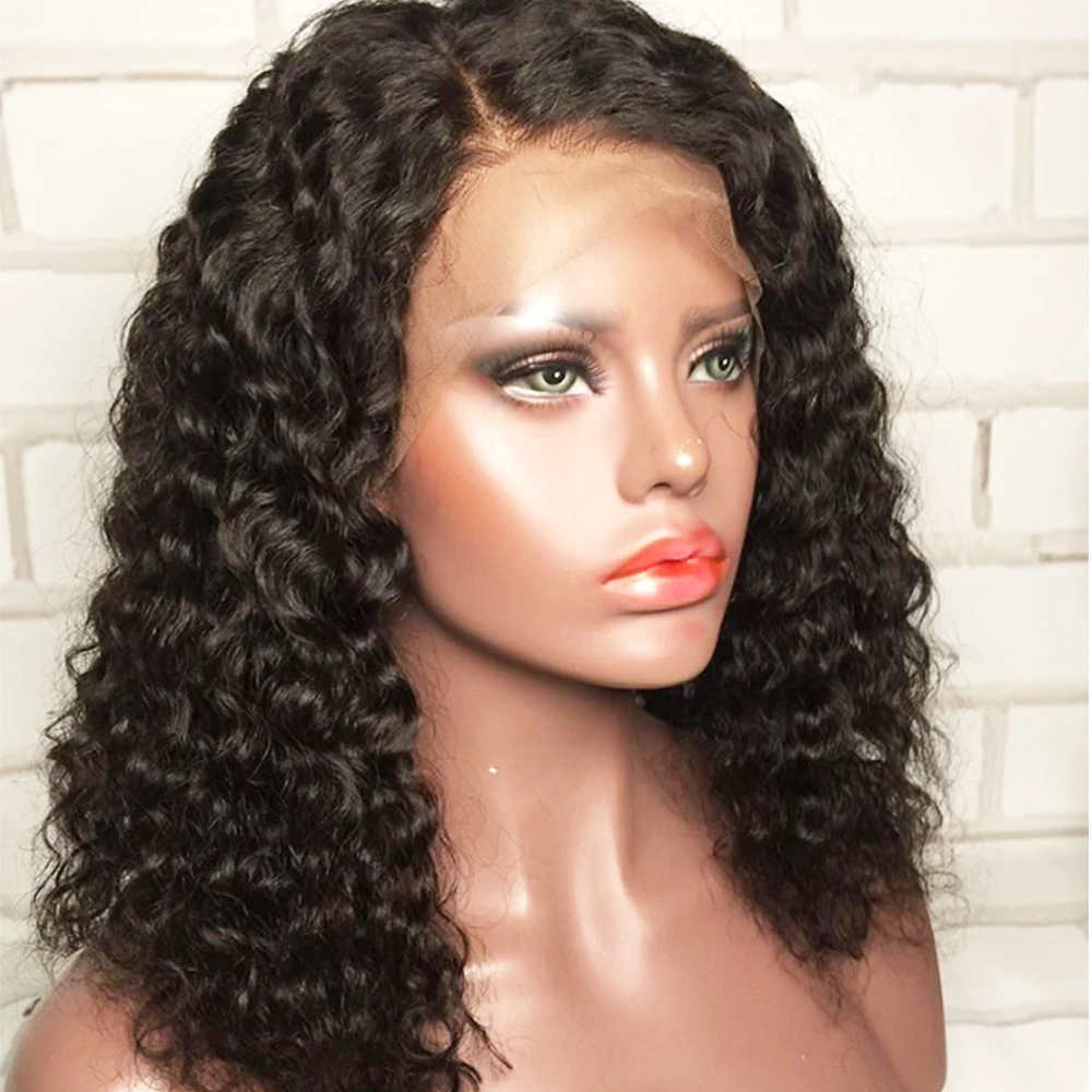 Deep Wave Lace Front Wig Glueless Lace Front Human Hair Wigs Pre Plucked With Baby Hair