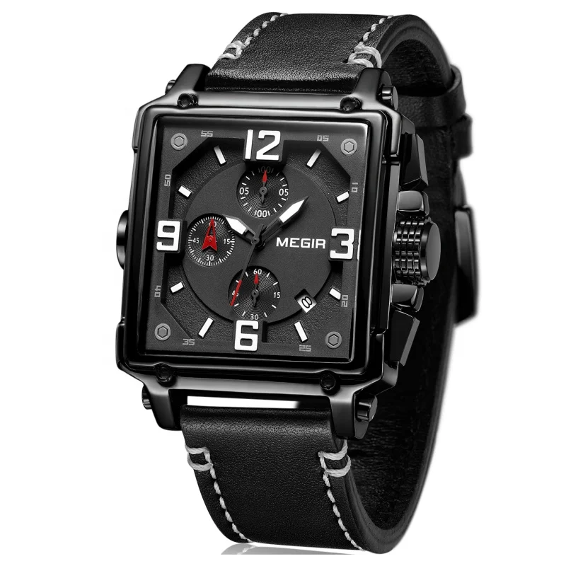 

Megir 3ATM 2061 Wristwatches watches men wrist jam tangan watch chronograph square watch, Ips ipb ipg iprg