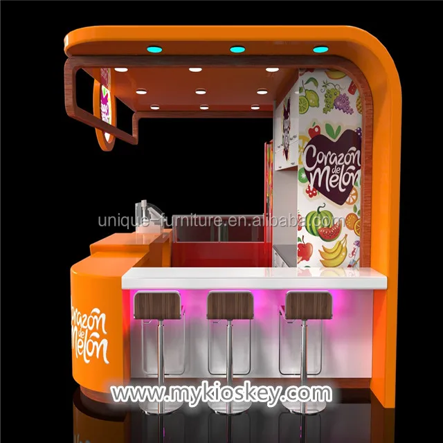 eye-catching beverage kiosk & fresh juice bar kiosk for shopping mall