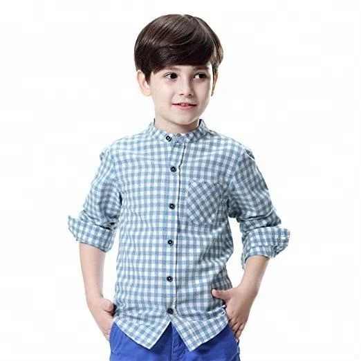 

Classical fashion kid cotton check long sleeve t-shirt