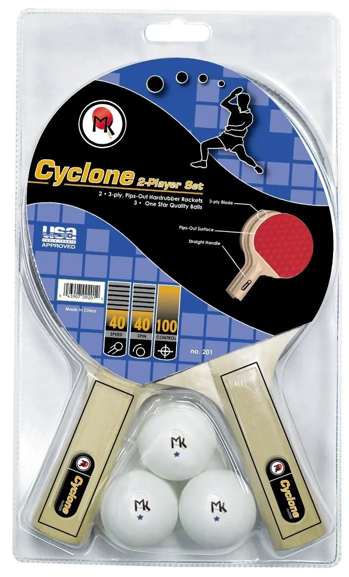 Butterfly Martin Kilpatrick Cyclone 2 Player Table Tennis Racket Set - 2 Paddles - 3 Ping Pong Balls