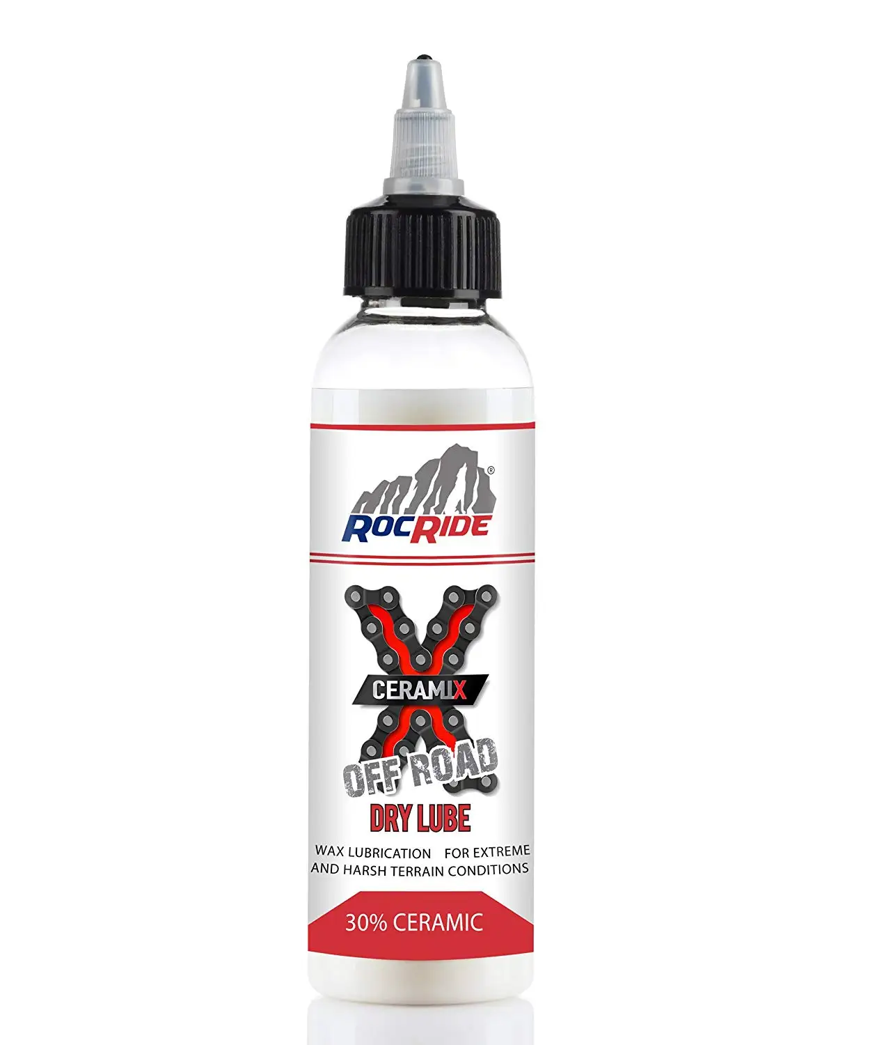 RocRide CERAMIX Off Road Dry Chain Lube Wax Based with PTFE. 3.38oz Bottle.