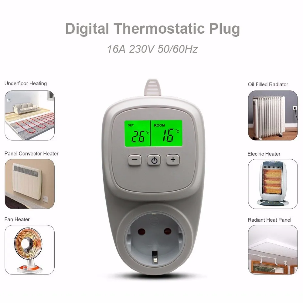 16a Thermostat Socket For Room Electric Digital Room Plug In Thermostat