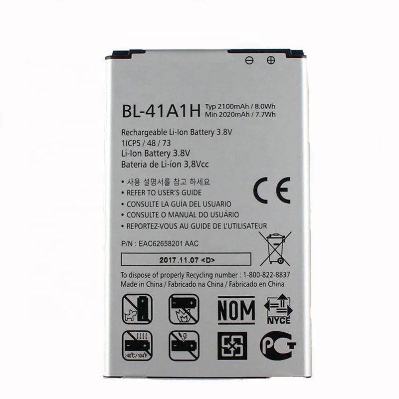 

3.8V 2100mAh Original Replacement Rechargeable BL-41A1H Cell Phone Battery for LG VS810 D390 MS395 LS660 Battery