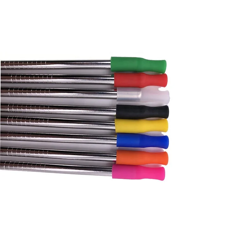 
Reusable Removable Multicolor 11 Colors Soft Silicone Tips for 6mm Stainless Steel Straws 
