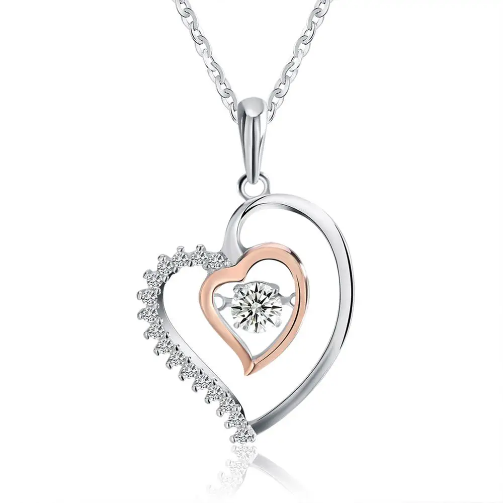 

RINNTIN SN15 Wholesale Genuine Silver Heart Pendant Necklace 925 Jewelry, White