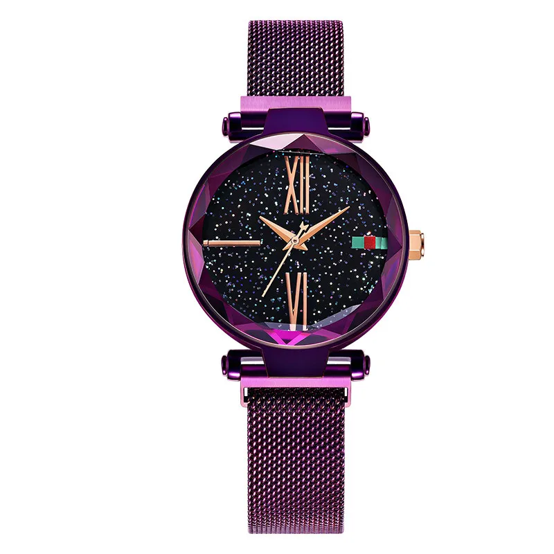 

2019 fashion women's hot star watch magnet strap purple quartz female wristwatch