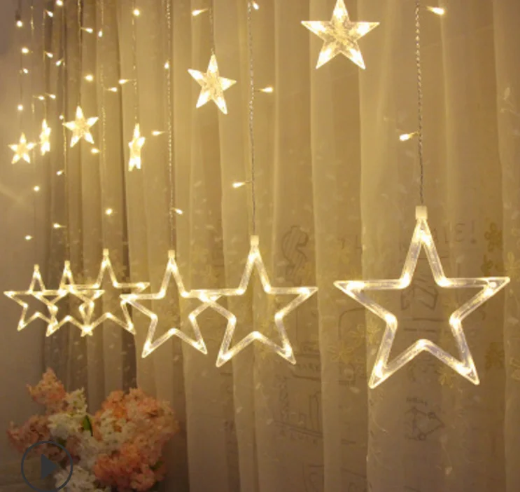 Details about   12 Stars 138 LED Curtain String Lights Window Curtain Lights 138 LED Star US 