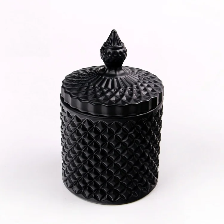 Wholesale Empty Matte Black Frosted Glass Candle Jar with Lid - Perfect ...