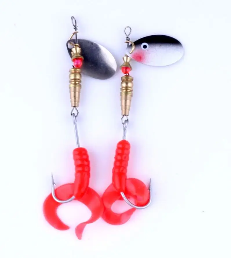 

Wholesale metal Spoon fishing lure 7.1g 10cm Spinner Spoon Lure Buzz Baits Red soft tail SP028, Color as picture shown