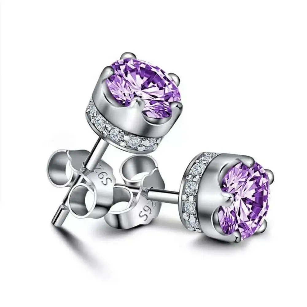 

Crown Crystal Diamond Stud Sterling Silver Earrings for Women Wedding