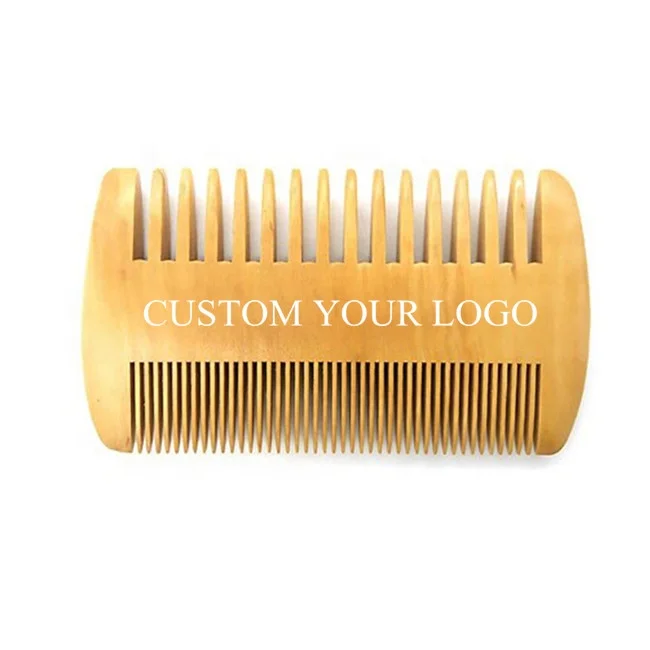 

Custom logo label wooden hair lice beard comb with eco friendly, Brown