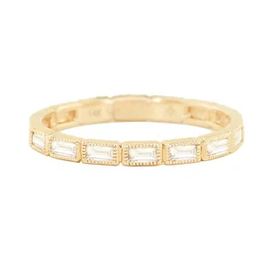 925 sterling silver baguette diamond jewelry milgrain ring