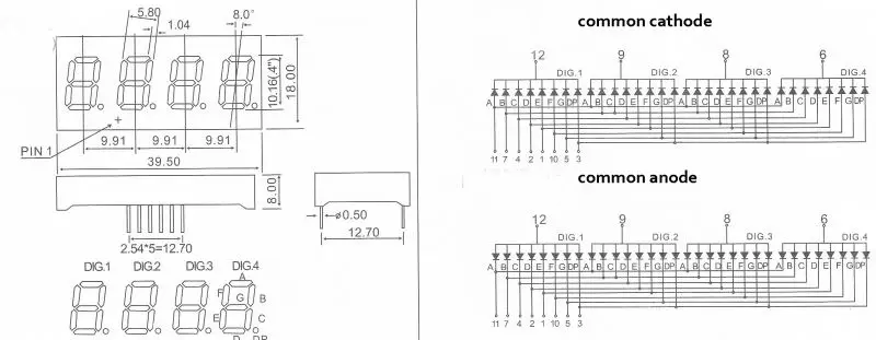 0.4 ultra orange fyq-4041a/bx-xx 7-segment numeric led display 4 digit