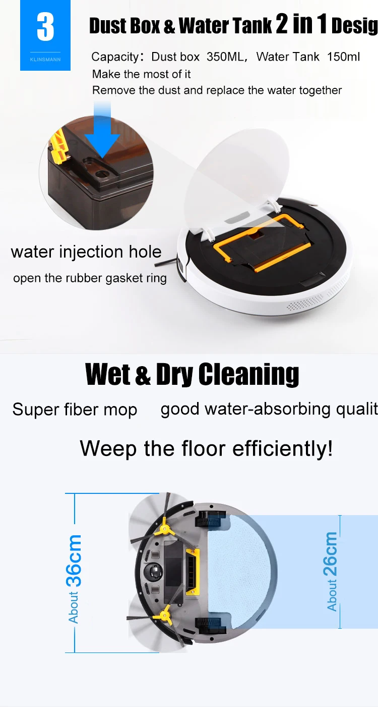 High Efficiency Mobile APP Control ROHS Small Intelligent Filter Dirt Devil Auto Vacuum Cleaner
