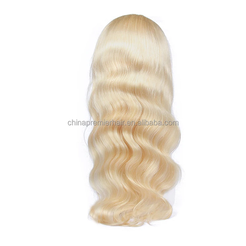 

Customize 100% Virgin Peruvian Human Hair Quality Transparent Swiss Lace Color Body Wave blonde silk top full lace wigs, Blonde color 613#