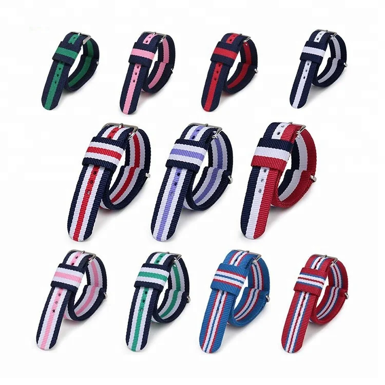 

Wholesales OEM Multicolored Western Replacement Wristband Zulu Nylon Stainless Steel Pin Buckle Smart Bracelet Watch Band Strap, Multi