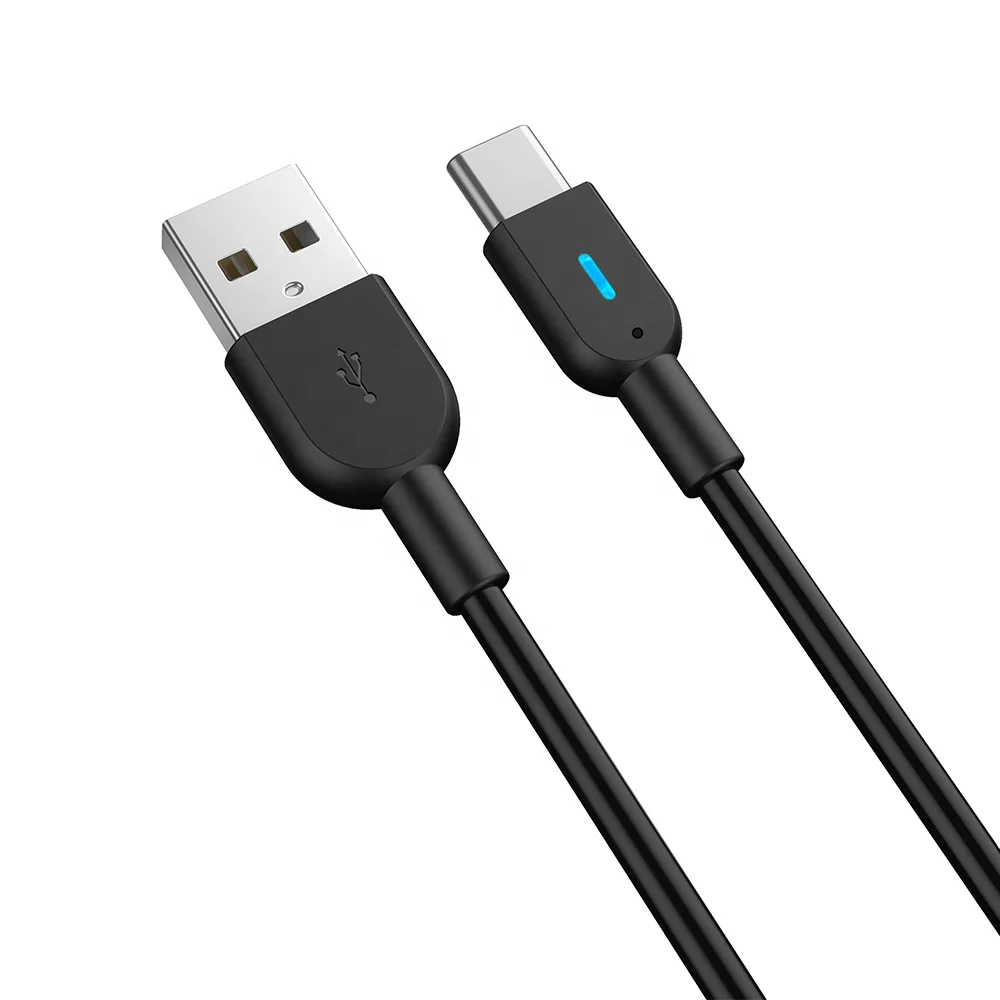 2019 New product LED type c usb charging cable PVC usb c cable for smart phone