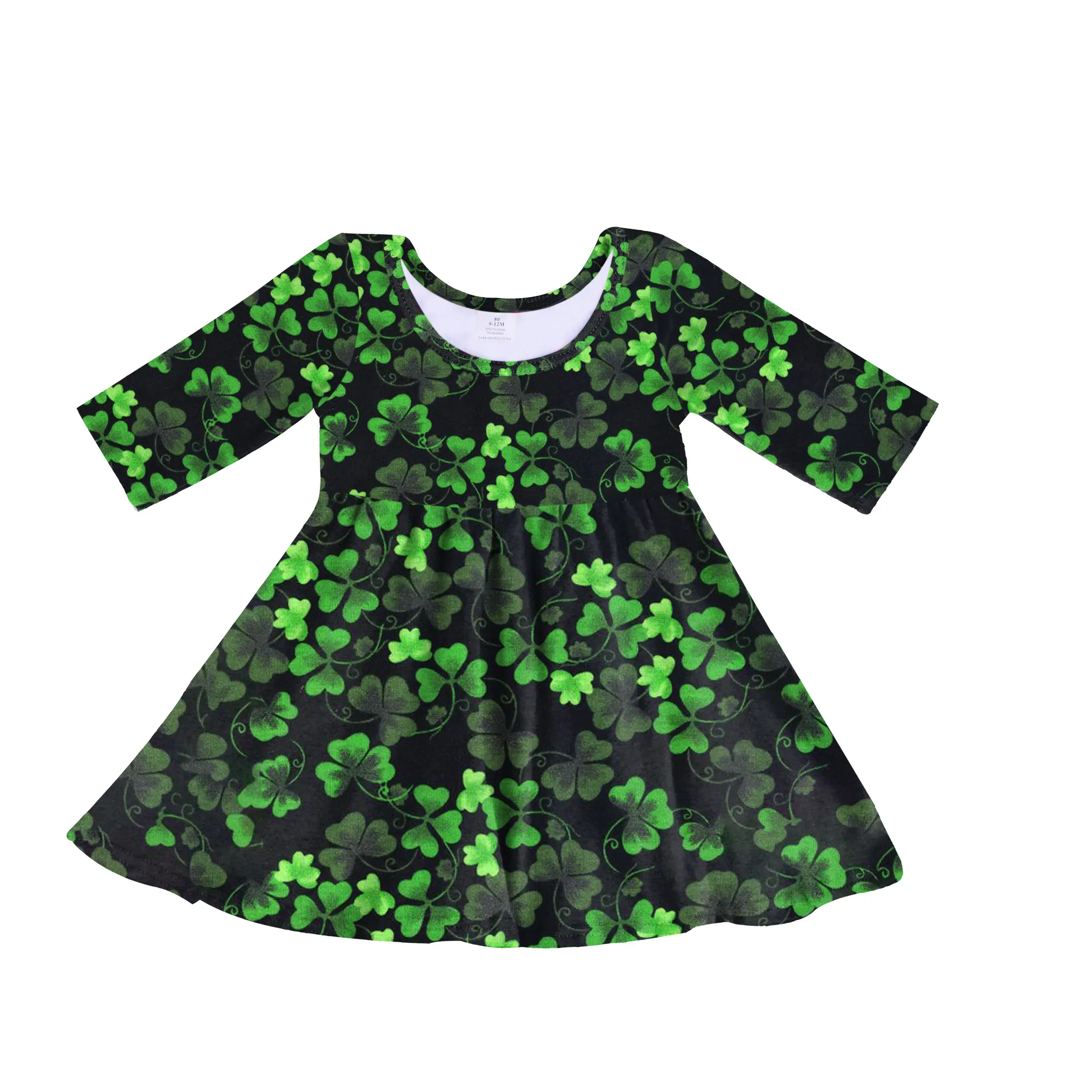 

High quality green bottom four leaf clover pattern hot sale baby girl dress, Picture