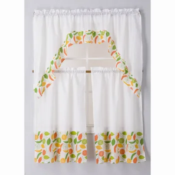 3pcs Coffee Design Microfiber Printed Kitchen Curtain Buy Kitchen