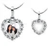 Photo Locket Necklace CZ Diamond Setting Hollow Heart Glass Locket Pendant in 925 Sterling Silver