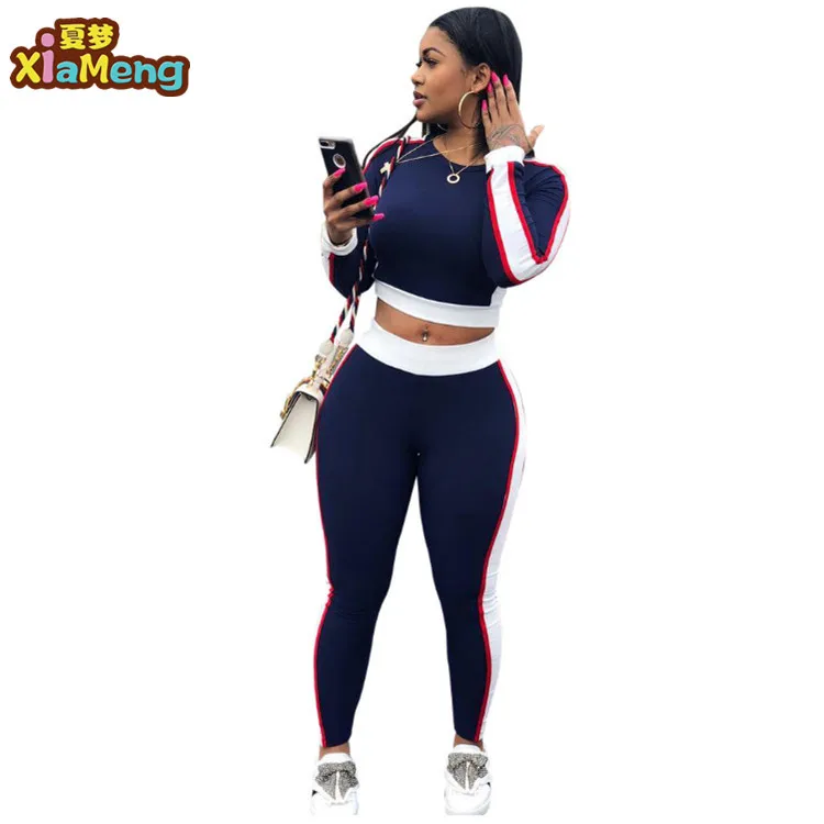 

2018 summer sport style long sleeve women clothes set, Black blue burgundy