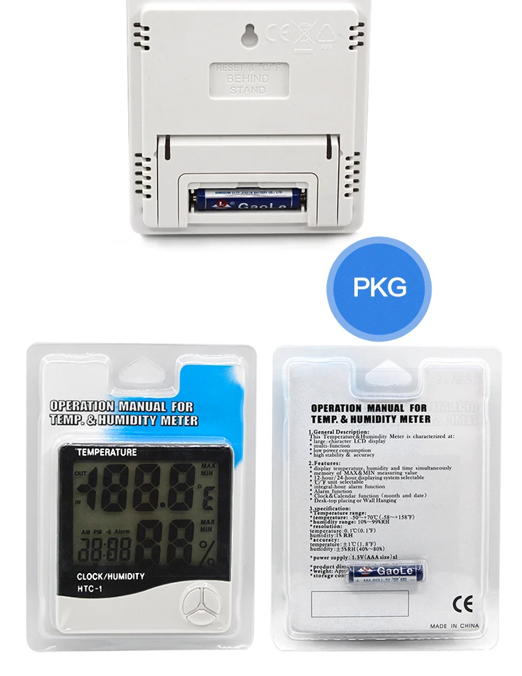 HTC-1 Riters Large digital thermostat temperature sensor lcd display digital thermo hygrometer temperature and humidity