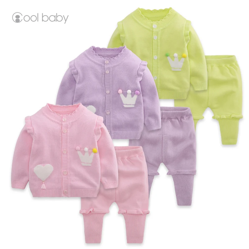 

2019 wholesale inventory of children's wear knitted pullovers winter and spring love crown cardigan sweater set, N/a