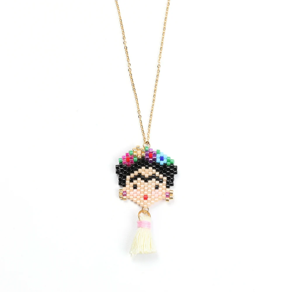 

Best Gift 2019 MIYUKI Frida Seed Bead Handmade Woven Delicate Stainless Steel Necklace for Women, Custom