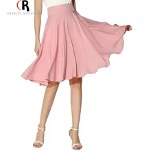 Midi Skirt 2016 Summer Women Clothing High Waist Pleated A Line Skater Vintage Casual Knee Length Saia Petticoat