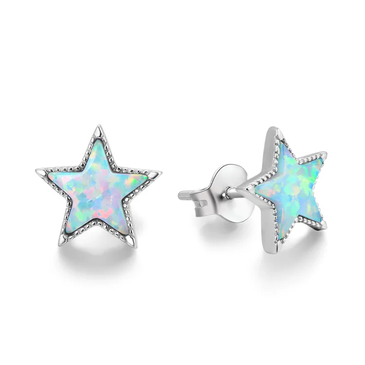 

POLIVA Summer Beach Design 925 Sterling Silver Delicate Sea star Opal Cz Silver Earrings