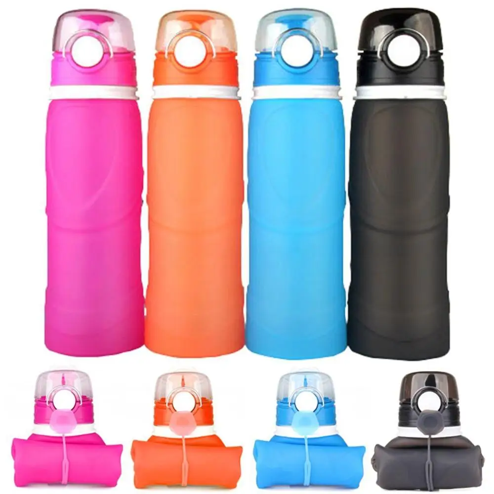 

Foldable Bottle Collapsible Silicone Water Bottles - Sports Camping Canteen  Easy To Clean And Store, Red;orange;black;blue