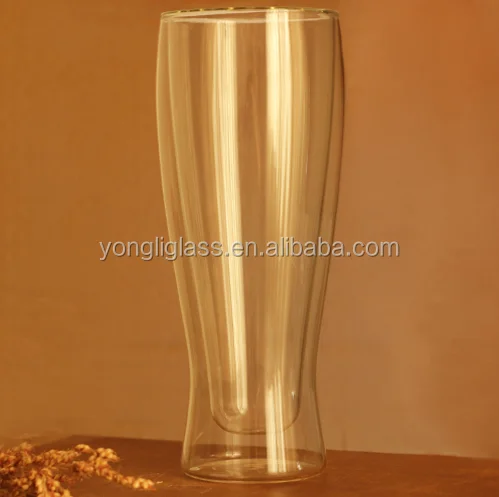 500ml High quality borosilicate double wall beer glass/double wall thermo glass