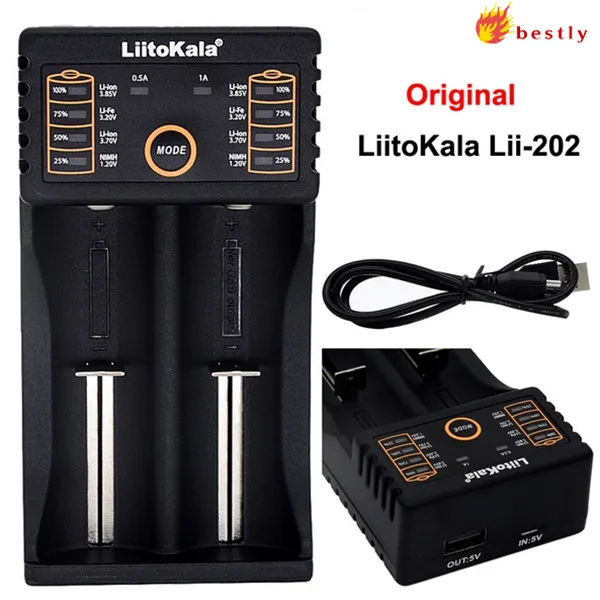 

2017 Liitokala Lii-202 1.2V/ 3V/3.7V/4.25V 18650/26650/18350/16340/18500/AA/AAA NiMH lithium battery charger lii202