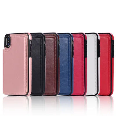

Multifunction card slots wallet mobile back cover phone case pu leather case for iphone 7 7 plus 8 8 plus, Black;white;blue;brown;red;pink