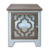 Chinese Style Carved Metal Back Door Wood Storage Bedside Table