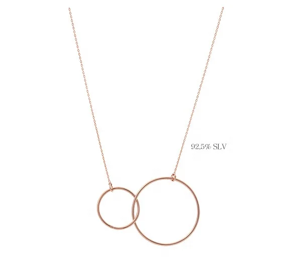 

Promotion !Gold plated interlocking double circles necklace silver 925 by Moyu, White/rose gold