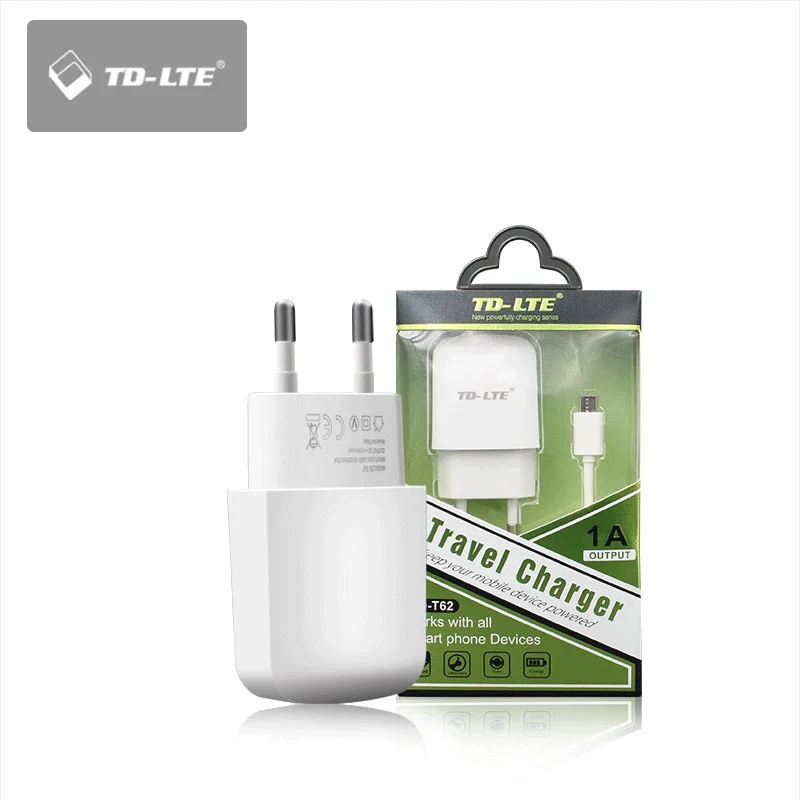 

TD-LTE wholesale OEM 1A portable Travel single USB mobile phone Charger With v8 USB Cable, White