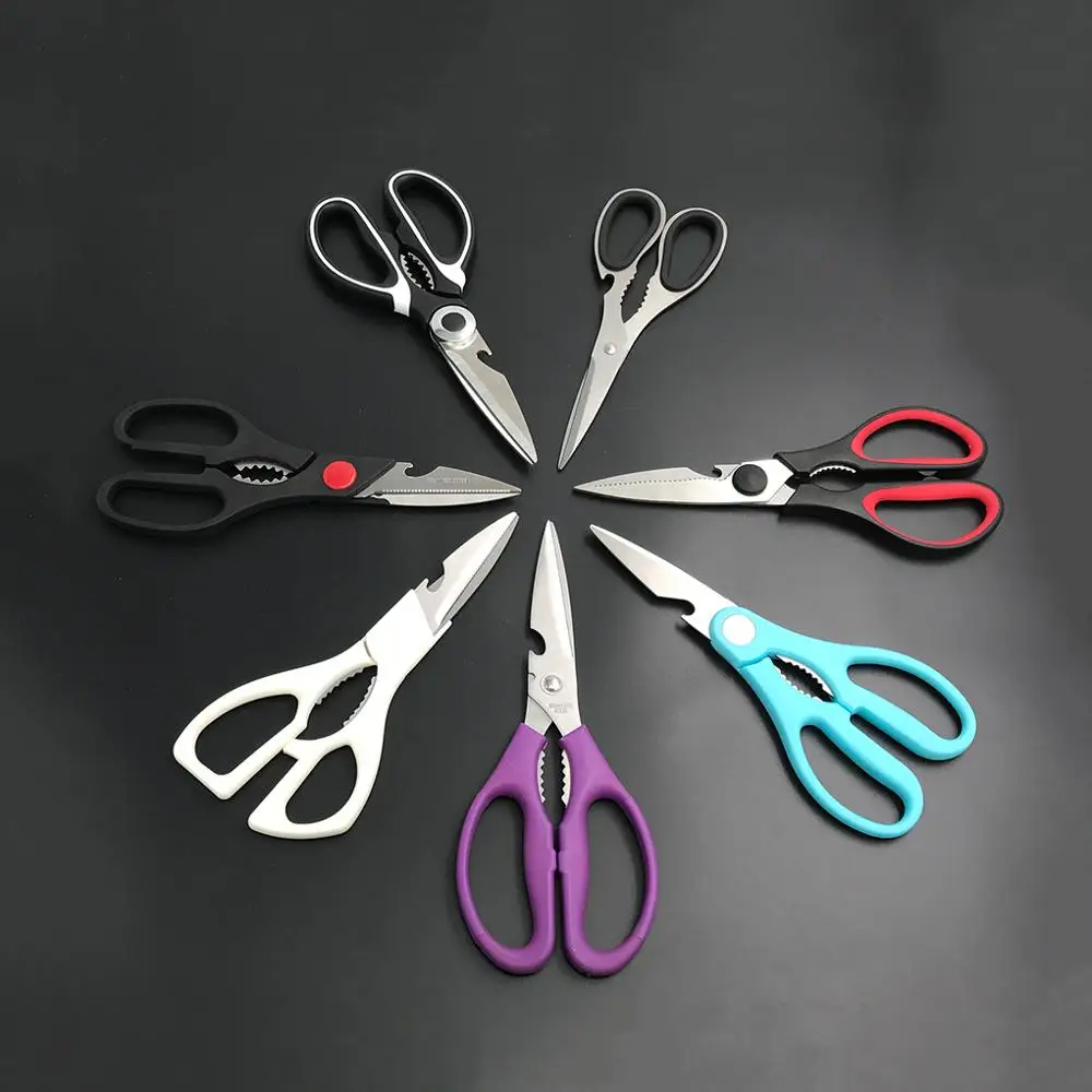 Seafood Scissors Stainless Steel Multi function Cutting Kitchen Scissors with Plastic Handle